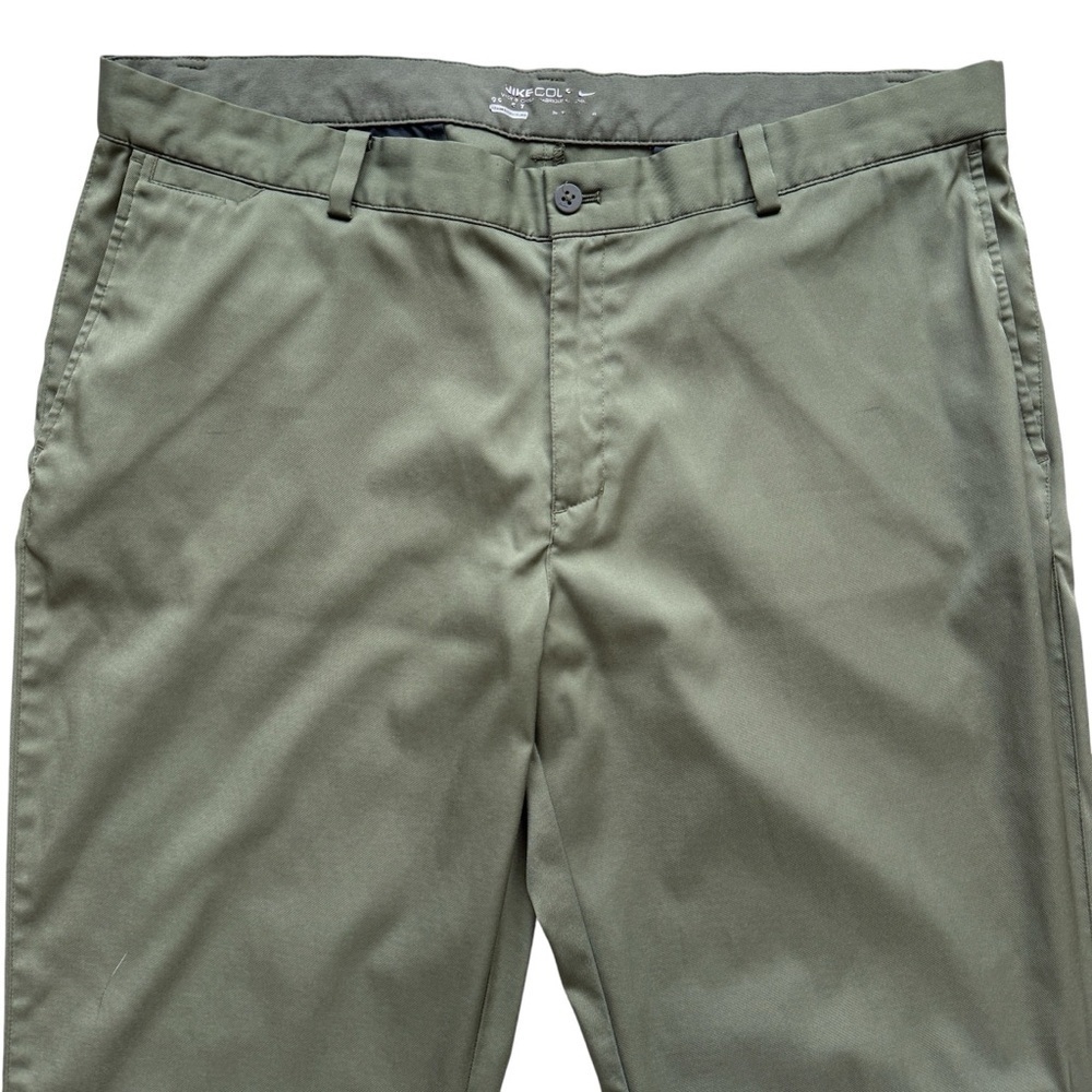 Nike Golf Chino Pants Mens 38x32 Olive Green Dri-FIT Flat Front Straight Wicking